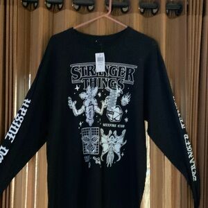 Hot Topic Black Stranger Things Graphic Crewneck Long sleeved T